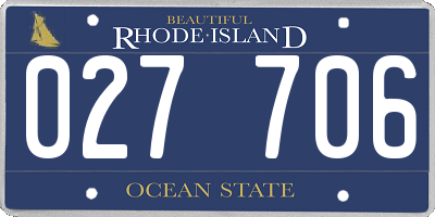 RI license plate 027706
