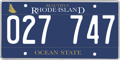 RI license plate 027747