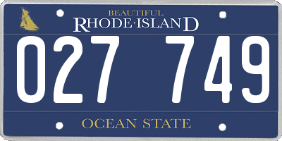 RI license plate 027749