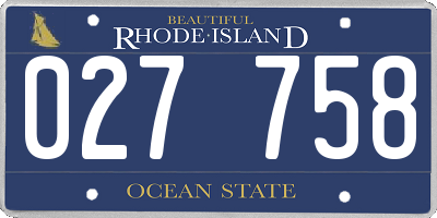 RI license plate 027758