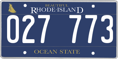 RI license plate 027773