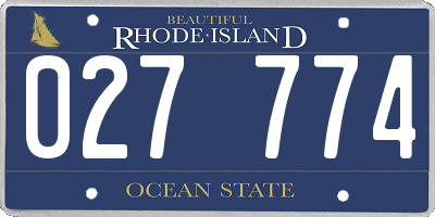 RI license plate 027774