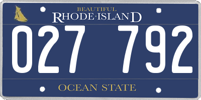 RI license plate 027792