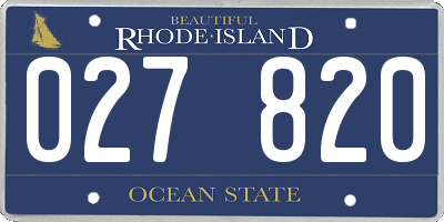RI license plate 027820