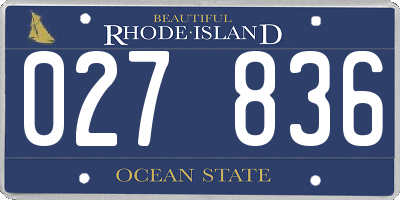 RI license plate 027836