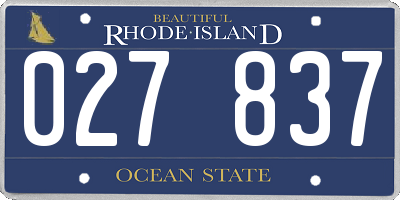 RI license plate 027837