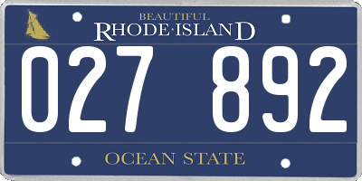 RI license plate 027892