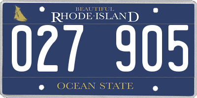 RI license plate 027905