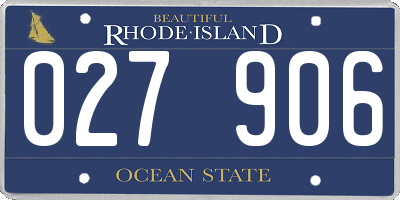RI license plate 027906