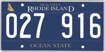 RI license plate 027916