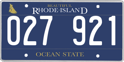 RI license plate 027921