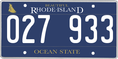 RI license plate 027933
