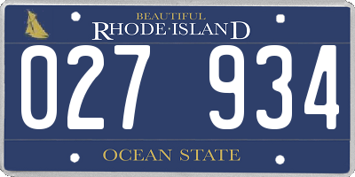 RI license plate 027934