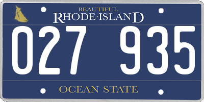 RI license plate 027935