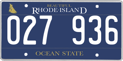RI license plate 027936