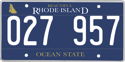 RI license plate 027957