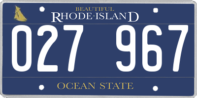 RI license plate 027967