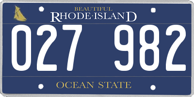 RI license plate 027982