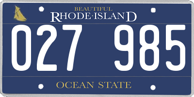 RI license plate 027985