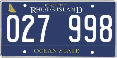 RI license plate 027998