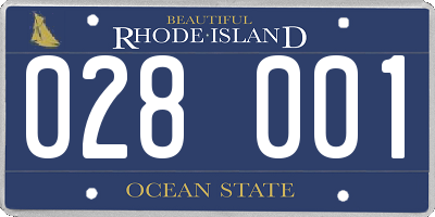 RI license plate 028001