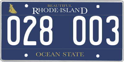 RI license plate 028003