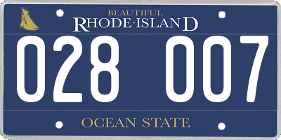 RI license plate 028007