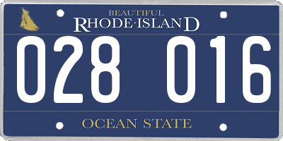 RI license plate 028016