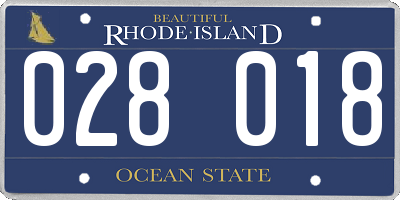 RI license plate 028018