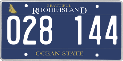 RI license plate 028144