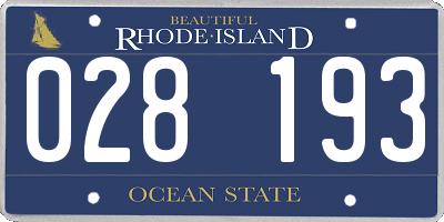 RI license plate 028193