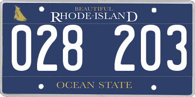 RI license plate 028203