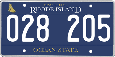 RI license plate 028205