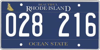 RI license plate 028216
