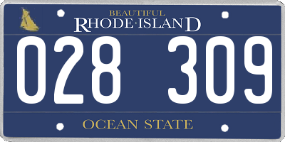 RI license plate 028309