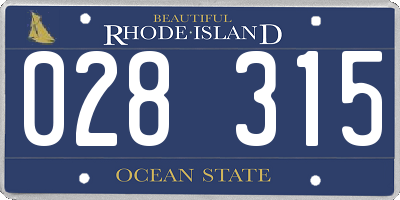 RI license plate 028315