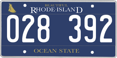 RI license plate 028392
