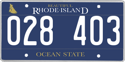RI license plate 028403