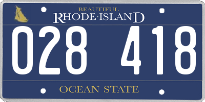 RI license plate 028418