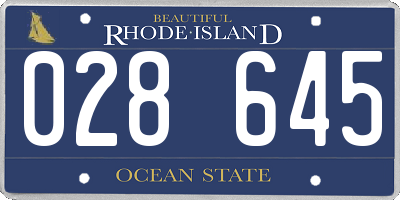 RI license plate 028645