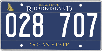 RI license plate 028707