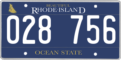 RI license plate 028756