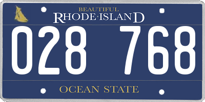 RI license plate 028768