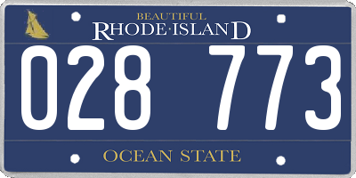 RI license plate 028773