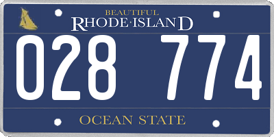 RI license plate 028774