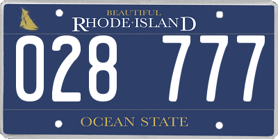 RI license plate 028777