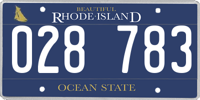 RI license plate 028783