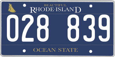 RI license plate 028839