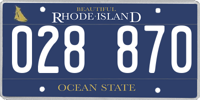 RI license plate 028870