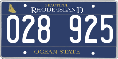 RI license plate 028925